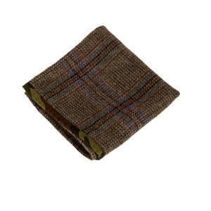 VANITIES BROWN, KHAKI & BLUE, CHECK PRINT CLASSIC POCKET SQUARE | MENS SIZE 25CM